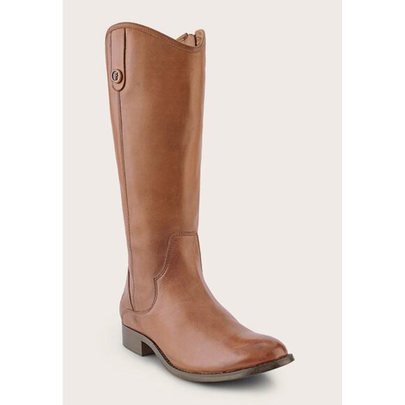 Frye Marissa Medallion Cognac Brown Leather Riding Boots 7 NEW - Picture 1 of 5